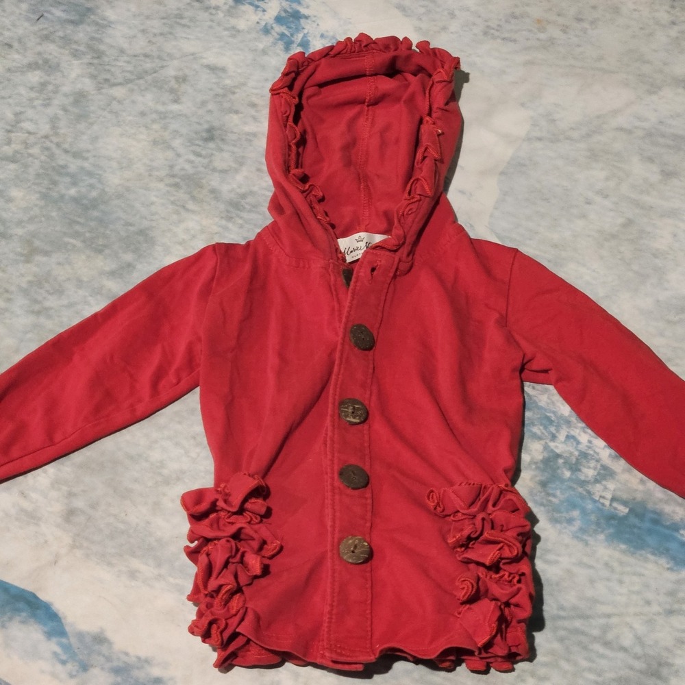 Marie Nicole Clothing Girls Size 2T Red Hooded Ruffle Jacket Lightweight